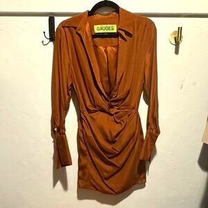 Gauge 81 Naha Draped Silk Mini Dress with Swarovski detail